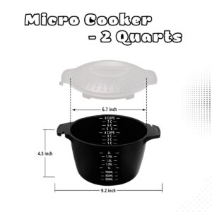 Professional Large Micro Cooker For Microwave 2 Quart | Food Steamer, Microwave Steamer Pot For Vegetable, Melting Butter | Our Cookware, Steamer Pot for Microwave | BPA Free, Dishwasher Safe