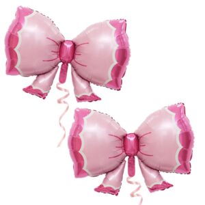 panrrpers 2 pieces bow balloon pink bowtie foil balloon for birthday party baby shower bridal gender reveal jumbo kids theme decoration