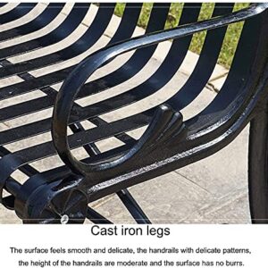 ANSNAM Outdoor Bench Garden Patio Seating Furniture, Outdoor Park Bench Garden Bench, Metal Leisure Cast Iron Bench, Courtyard Terrace Seat Bench with Backrest and Armrest (Size : 150cm)