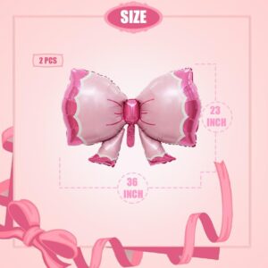 PANRRPERS 2 Pieces Bow Balloon Pink Bowtie Foil Balloon for Birthday Party Baby Shower Bridal Gender Reveal Jumbo Kids Theme Decoration