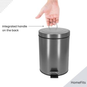 HOMEFITS Round 5L/1.3 Gal Trash Bin Plastic w/Lid-Eco, Easy Clean, Suitable for Bathroom, Bedroom, Office-Long Life Durable White Bathroom Trash, Office Bin