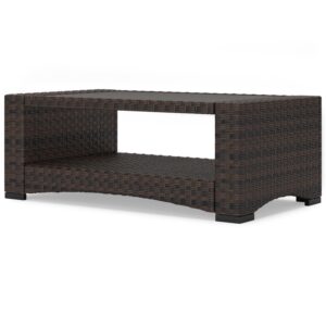 Signature Design by Ashley Windglow Outdoor Coffee Table, 44" W x 25" D x 17" H, Dark Brown