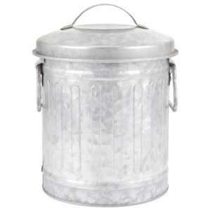 nuobesty galvanized canister mini trash can, small galvanized trash can with lid, table top trash can, fireplace ash can, pen holder for kitchen countertop, bedroom, home office