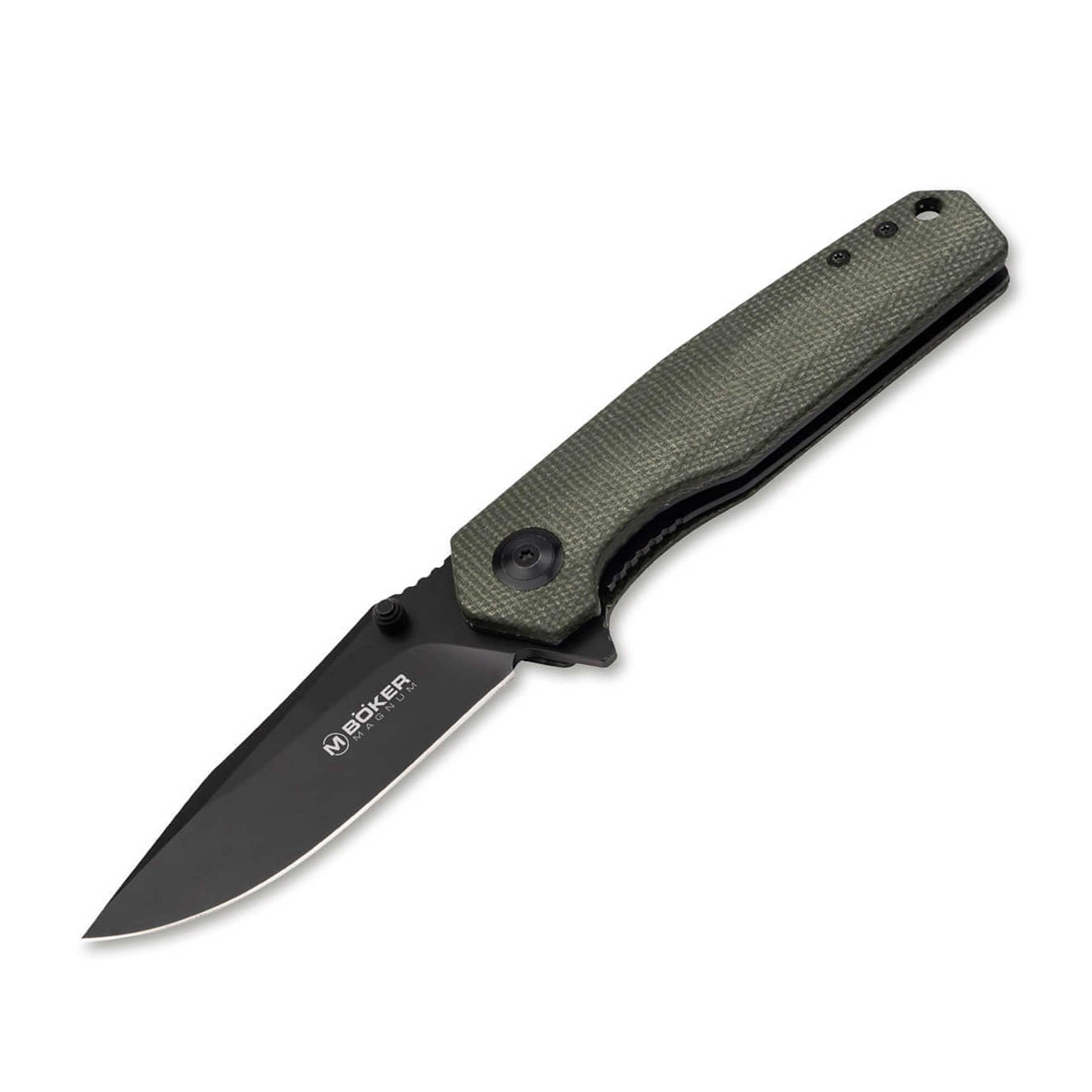 Boker Magnum Field Flipper -flipper pocket knife with Micarta handle scales - folding knife with 440A blade - small knife with clip