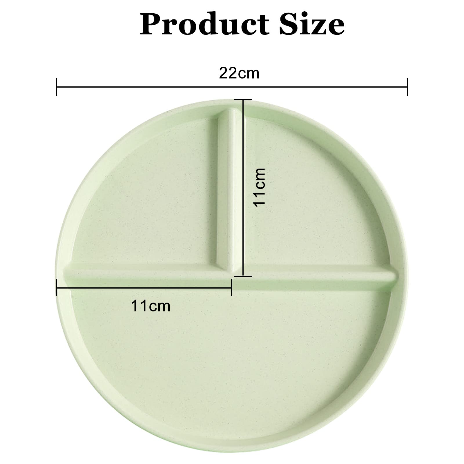 2Pack 9 Inch Portion Control Plates, Divided Plates for Adults, Round Bariatric Dinner Plate for Adults, Dishwasher Safe (Blue & Green)