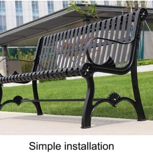 ANSNAM Outdoor Bench Garden Patio Seating Furniture, Outdoor Park Bench Garden Bench, Metal Leisure Cast Iron Bench, Courtyard Terrace Seat Bench with Backrest and Armrest (Size : 150cm)