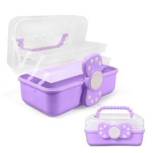 rictine 10.6in 3-layer multipurpose storage box art craft organizer storage box kids clear plastic portable storage box/tool box with handle for sewing,cosmetic,medicine,nail,hair accessories