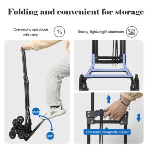 RJTEK【Material upgrading】 Stair Climber Hand Truck and Dolly, 220 Lb Capacity Stair Climbing cart Heavy-Duty Trolley Cart Heavy-Duty Luggage cart Stair Dolly Lightweight with Telescoping Handle Black