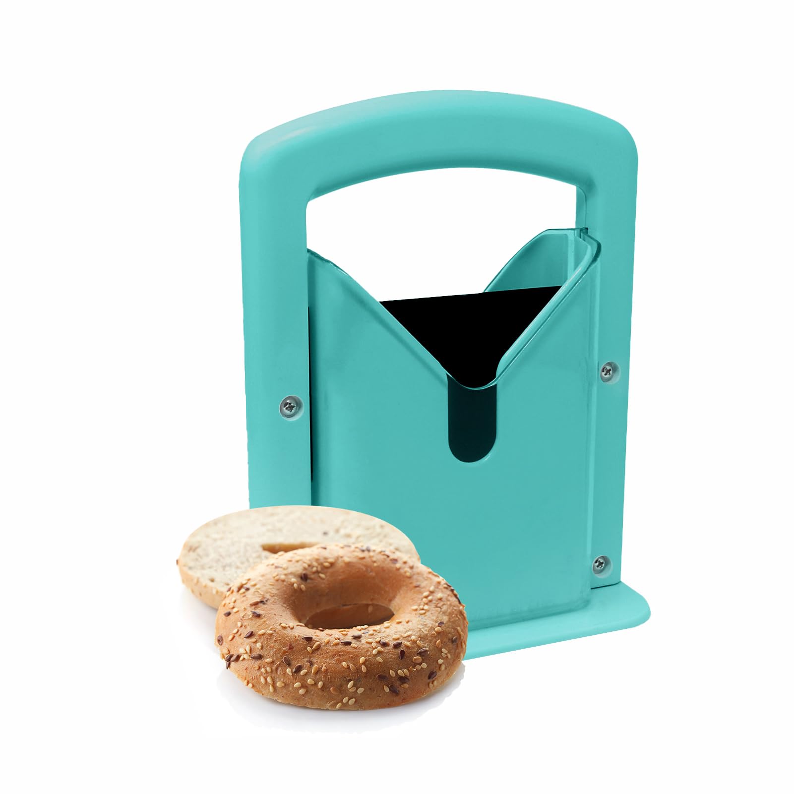 Bagel Slicer, Safety Handle, Bagel Cutter Stainless Steel (Aqua Sky)