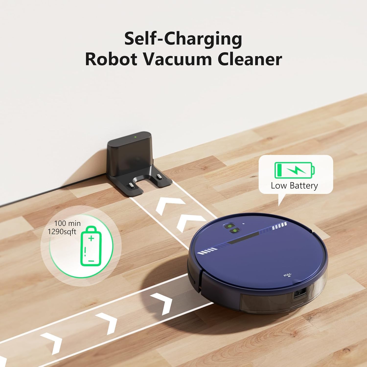 Robot Vacuum and Mop Combo, WiFi/App/Voice, Robotic Vacuum Cleaner with Schedule, 2 in 1 Mopping Robot Vacuum with Water Tank and Dustbin, Self-Charging, Slim, Ideal for Hard Floor, Pet Hair, Carpet