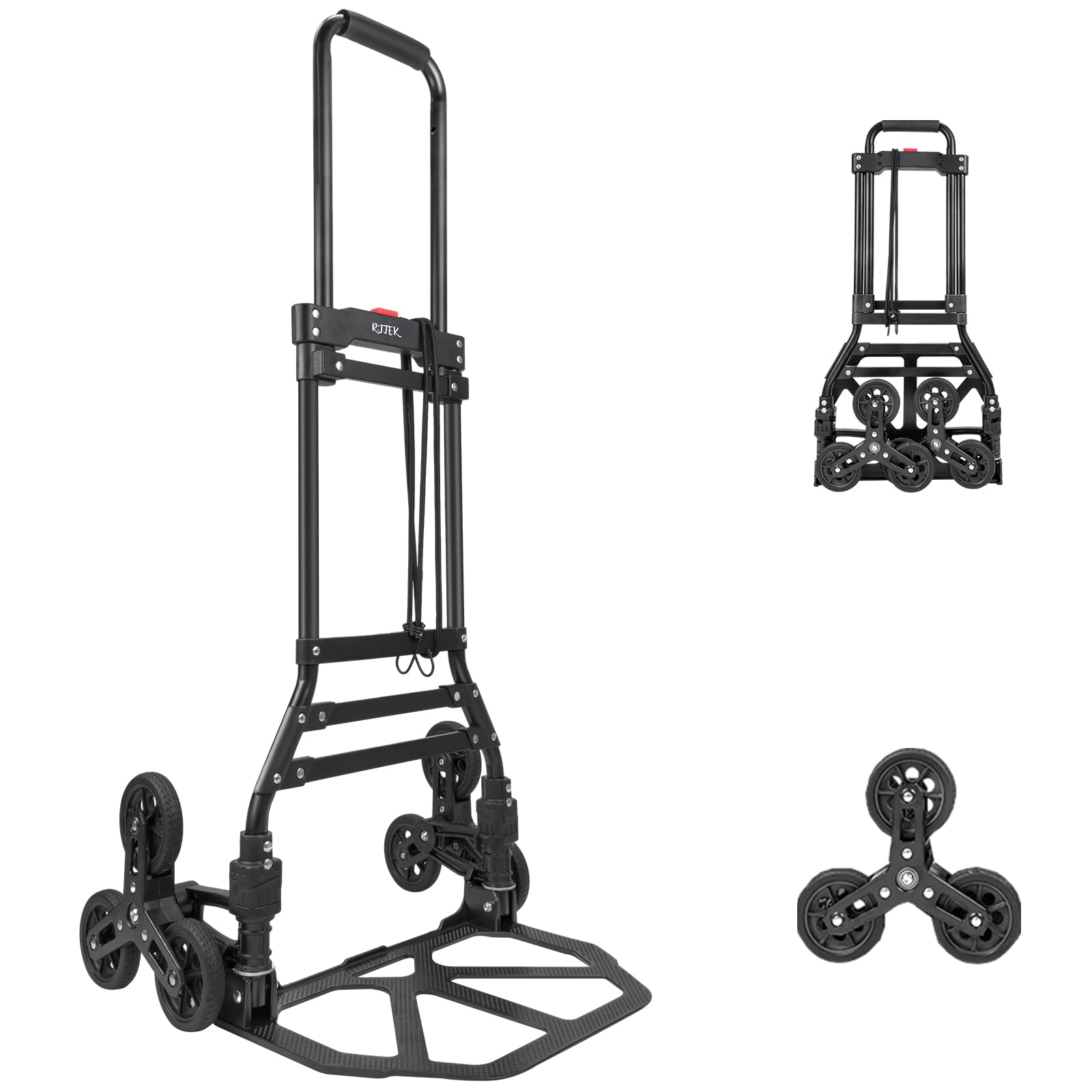 RJTEK【Material upgrading】 Stair Climber Hand Truck and Dolly, 220 Lb Capacity Stair Climbing cart Heavy-Duty Trolley Cart Heavy-Duty Luggage cart Stair Dolly Lightweight with Telescoping Handle Black