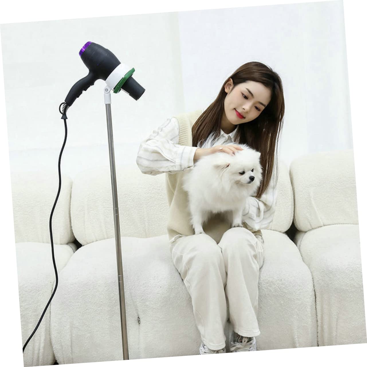 Beatifufu Hair Dryer Blower Floor Stand Hairdryer Holders Phone Holders Mobile Phone Stand Cellphone Stand Hands Free Dryer Holder Floor Dryer To Rotate Liberation Stainless Steel Cell Phone