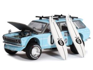 true scale miniatures model car compatible with datsun 510 wagon kaido gt surf safari rs winter holiday edition1/64 diecast model car kaido house khmg092, blue