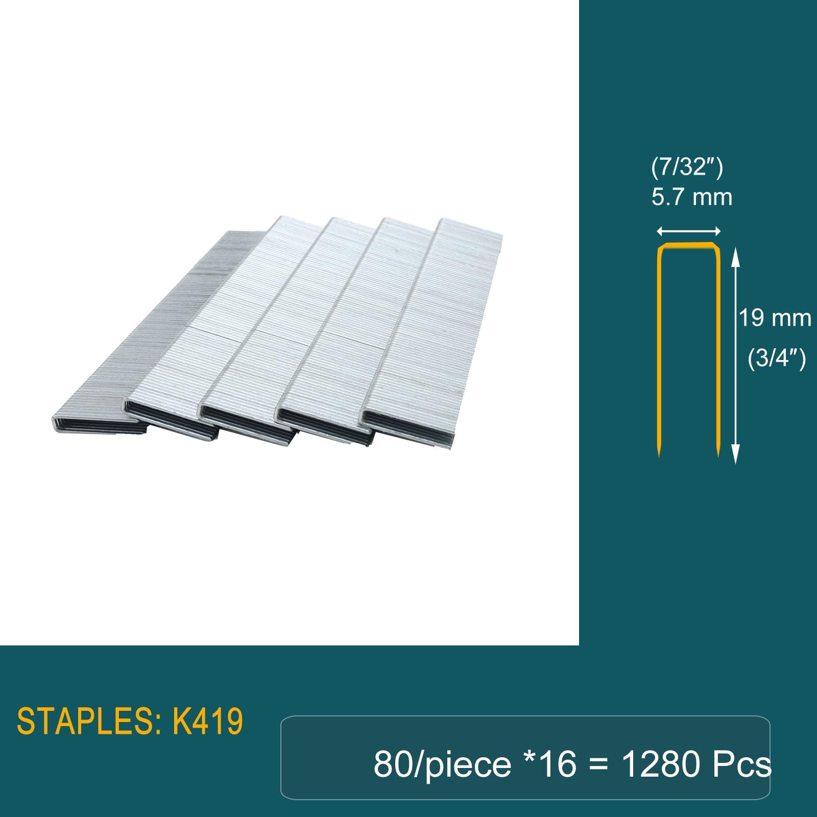 JOVANT 7/32" Narrow Crown Staples (3/4"), Galvanized 1280 Counts for Electric Stapler Staple Gun (one Kinds of Package Box)