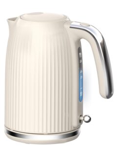 longdeem 1.7l electric kettle-quick boil, 1500w, non-bpa, safety auto shut-off, boil-dry protection, easy clean with wide opening, heat-resistant handle, 360°swivel base, cream