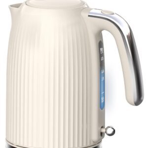 LONGDEEM 1.7L Electric Kettle-Quick Boil, 1500W, Non-BPA, Safety Auto Shut-Off, Boil-Dry Protection, Easy Clean with Wide Opening, Heat-Resistant Handle, 360°Swivel Base, Cream