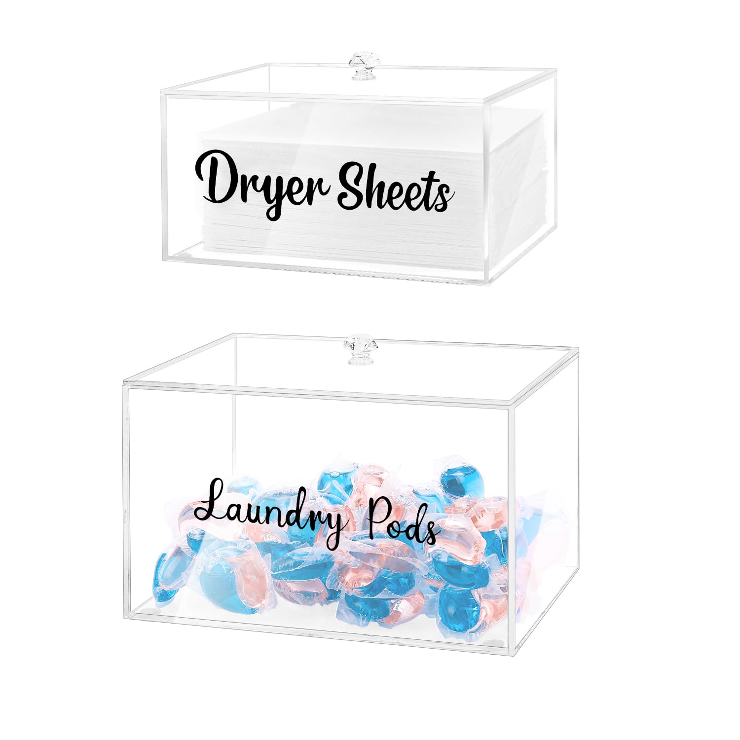 Generic VOTLEVT Acrylic Dryer Sheets Holder and Laundry Pods Container Set, Laundry Room Organization and Storage, Dryer Sheet Container and Laundry Pods Holder Set, XiYiNingZhuHe002