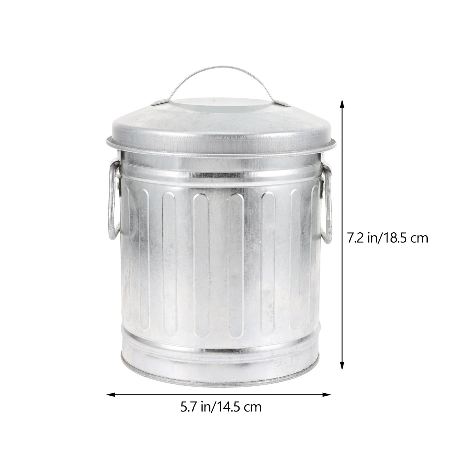 NUOBESTY Galvanized Canister Mini Trash Can, Small Galvanized Trash Can with Lid, Table Top Trash Can, Fireplace Ash Can, Pen Holder for Kitchen Countertop, Bedroom, Home Office