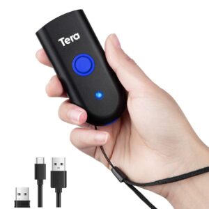 tera wireless barcode scanner 1d laser mini pocket waterproof scanner 3in1 compatible with bluetooth usb wired portable bar code reader for supermarket logistics work with ios windows android, 1100l