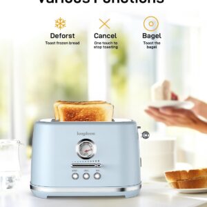 2 Slice Toaster, Wide Slots, Lift + Look, Auto-Off, & Frozen Modes for Toast, Bagels, Waffles & Fruity Breads, Retro Collection, Easy-Clean Crumb Tray, Blue