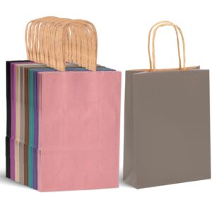 vgoodall 24pcs-8 colors kraft paper bags with handles bulk, 7.9"×5.5"×2.8" small gift bags morandi colors party favor bags for wedding birthday party supplies and gifts