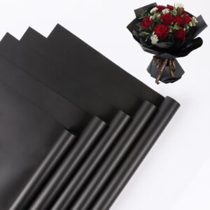 nescci 20 sheet flower wrapping paper - waterproof floral bouquet wrapping paper, florist supplies packaging paper for wedding birthday gift diy (black)