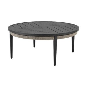 armen living zella modern outdoor patio aluminum metal coffee table, charcoal