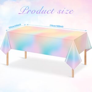 Hallswl 3Pcs Pastel Tablecloths,Plastic Rainbow Tablecloth Disposable Rectangle Pastel Table Covers for Baby Shower, Wedding, Birthday Party, Girl and Princess Party Decorations, 54 x 108 Inch