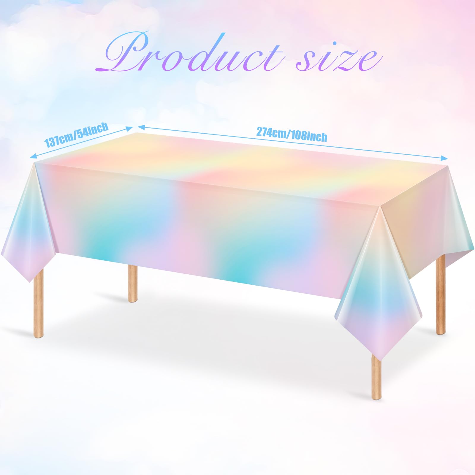 Hallswl 3Pcs Pastel Tablecloths,Plastic Rainbow Tablecloth Disposable Rectangle Pastel Table Covers for Baby Shower, Wedding, Birthday Party, Girl and Princess Party Decorations, 54 x 108 Inch