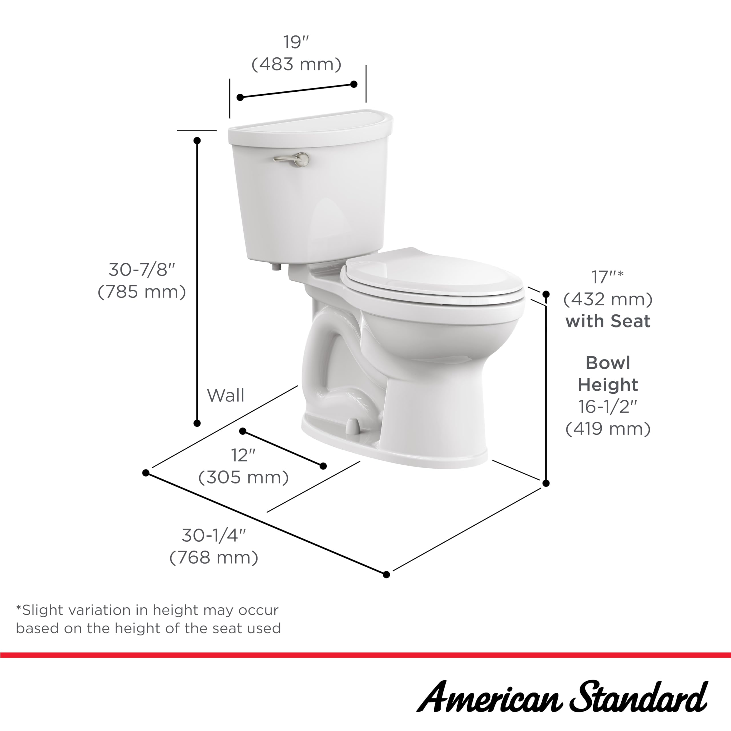 American Standard 610CA001.020 Champion PRO Two-Piece Toilet with Slow-Close Seat and Wax Ring, Elongated Front, Standard Height, White, 1.28 gpf