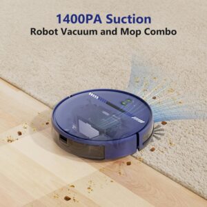 Robot Vacuum and Mop Combo, WiFi/App/Voice, Robotic Vacuum Cleaner with Schedule, 2 in 1 Mopping Robot Vacuum with Water Tank and Dustbin, Self-Charging, Slim, Ideal for Hard Floor, Pet Hair, Carpet