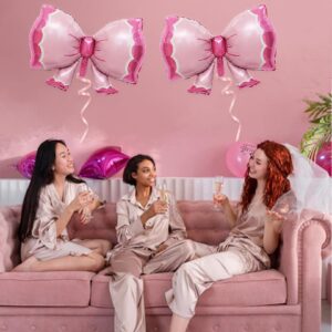 PANRRPERS 2 Pieces Bow Balloon Pink Bowtie Foil Balloon for Birthday Party Baby Shower Bridal Gender Reveal Jumbo Kids Theme Decoration