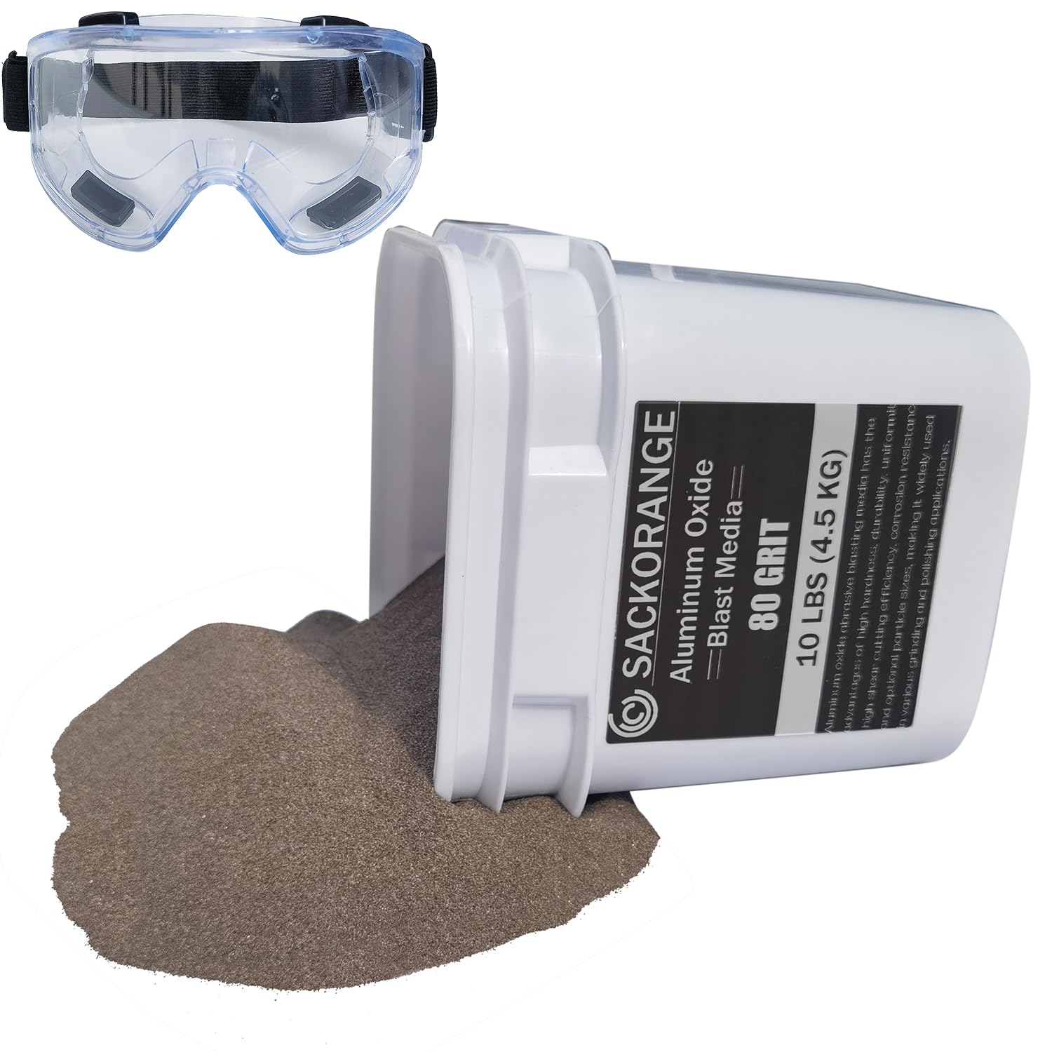 10 LBS #80 Grit Medium Aluminum Oxide Blast Media - Premium Long-Lasting Sand Blasting Media, High Abrasive Force Sand Blaster Sand for Metal, Sandblasters, Blasting Cabinet, Blasting Guns