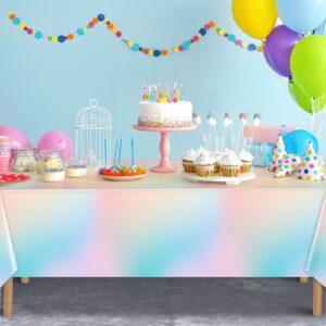 Hallswl 3Pcs Pastel Tablecloths,Plastic Rainbow Tablecloth Disposable Rectangle Pastel Table Covers for Baby Shower, Wedding, Birthday Party, Girl and Princess Party Decorations, 54 x 108 Inch