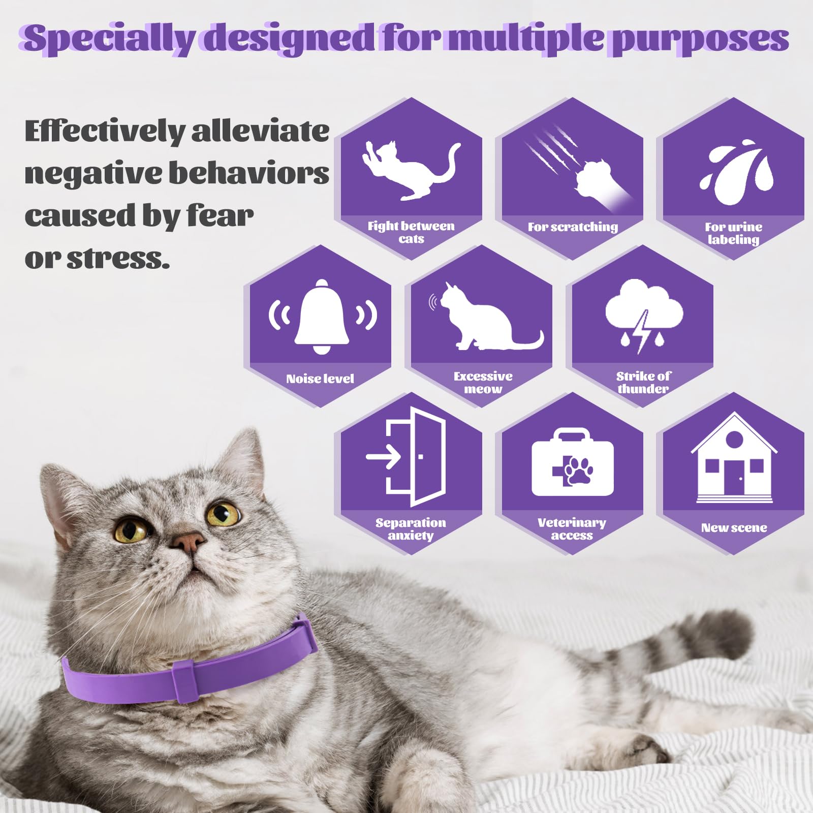 4 Pack Calming Collar for Cats and Kittens,Cat Pheromone Collars for Anxiety Efficient Relieve, Feline Calm Pheromones Collars Cats Stress Relief,Calming Collar for Peeing,Meowing,Fighting,Scratching