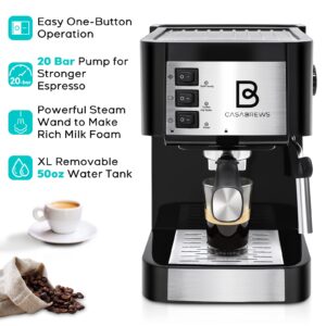 CASABREWS 20 Bar Espresso Machine, Coffee Maker with Steam Milk Frother, Professional Espresso Maker and Cappuccino Machine with 50oz Removable Water Tank, Gift for Men Women