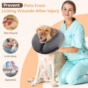 Haoion Inflatable Dog Cone Collar, Recovery Dog Cone After Surgery, Adjustable Blow up Dog Donut Collar, Pet Recovery Collar for Dogs and Cats Size M 8”-12”