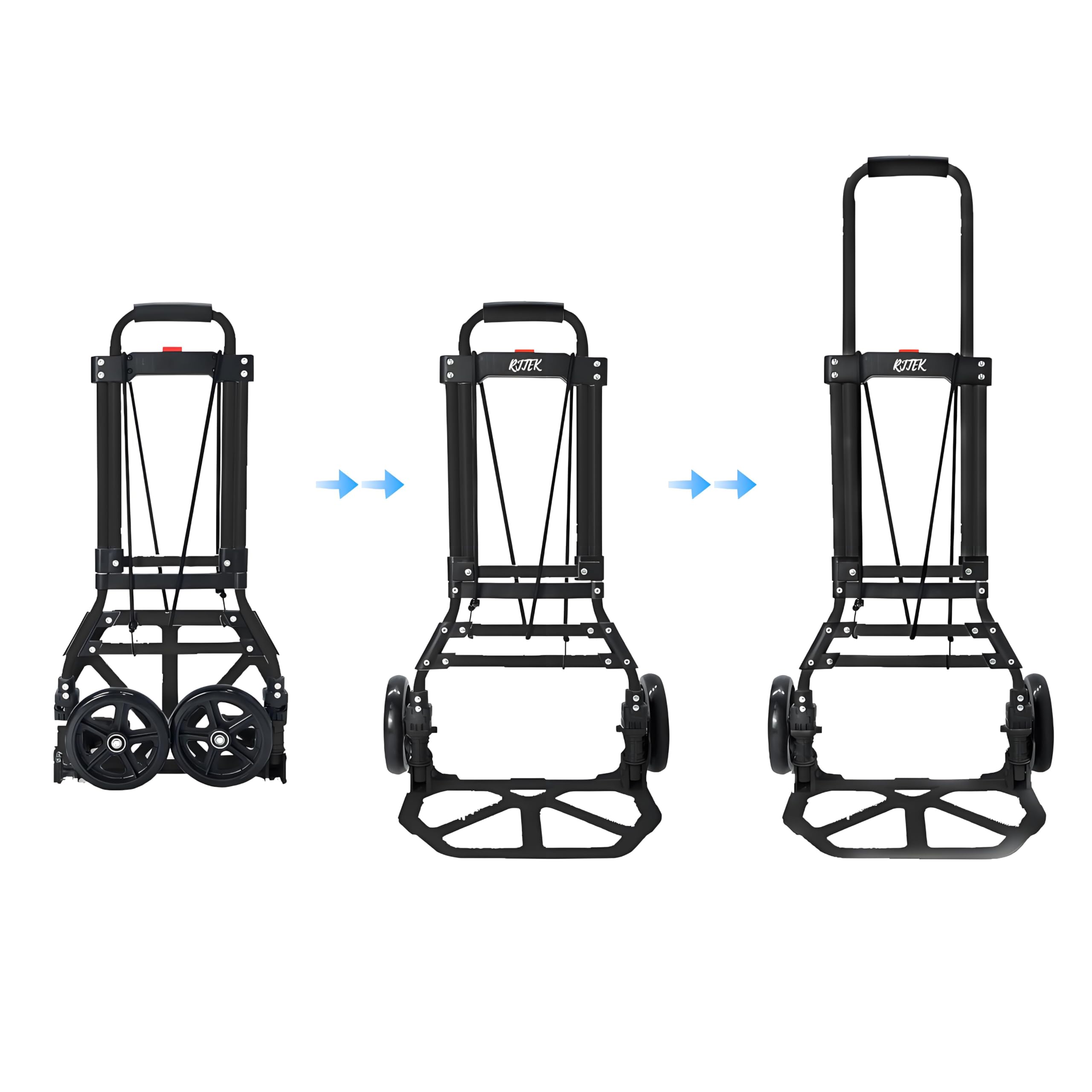 RJTEK【Material upgrading】 Folding Hand Truck and Dolly 220lb Capacity, Telescoping Handle, Heavy-Duty Luggage Trolley Cart Lightweight, Hand Cart and Dolly Ideal for Home, Auto, Office,Travel Use