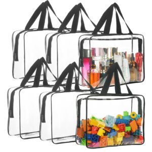 6 packs large toy storage bags, reusable clear pvc board game storage, travel waterproof organizer bags with zipper for toys,books,building blocks,puzzle