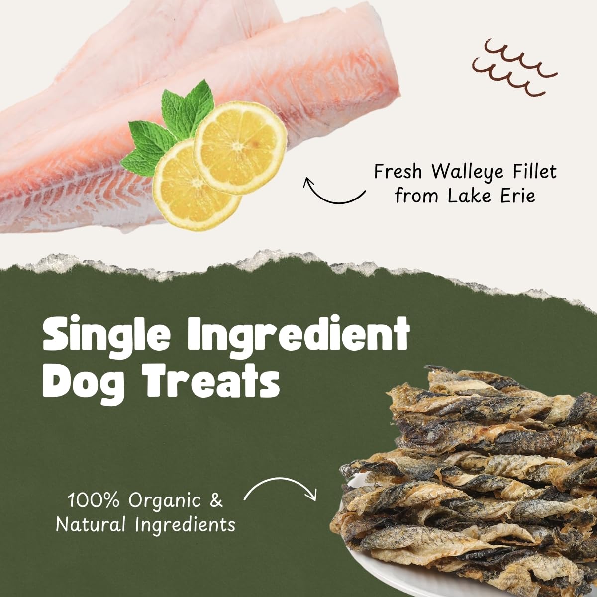 Fish Dog Treats For Small, Medium, Large Dogs - One Ingredient All Natural Organic Dog Training Treats - Human Grade, High Protein, Low Fat, Omega3, Grainfree - Satisfies Dog's Urge to Chew (4oz Bag)