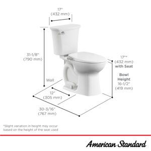 American Standard 608AA003.020 Edgemere Two-Piece Toilet with Bidet Seat and Wax Ring, Elongated Front, Dual Flush, White, 1.1-1.6 gpf