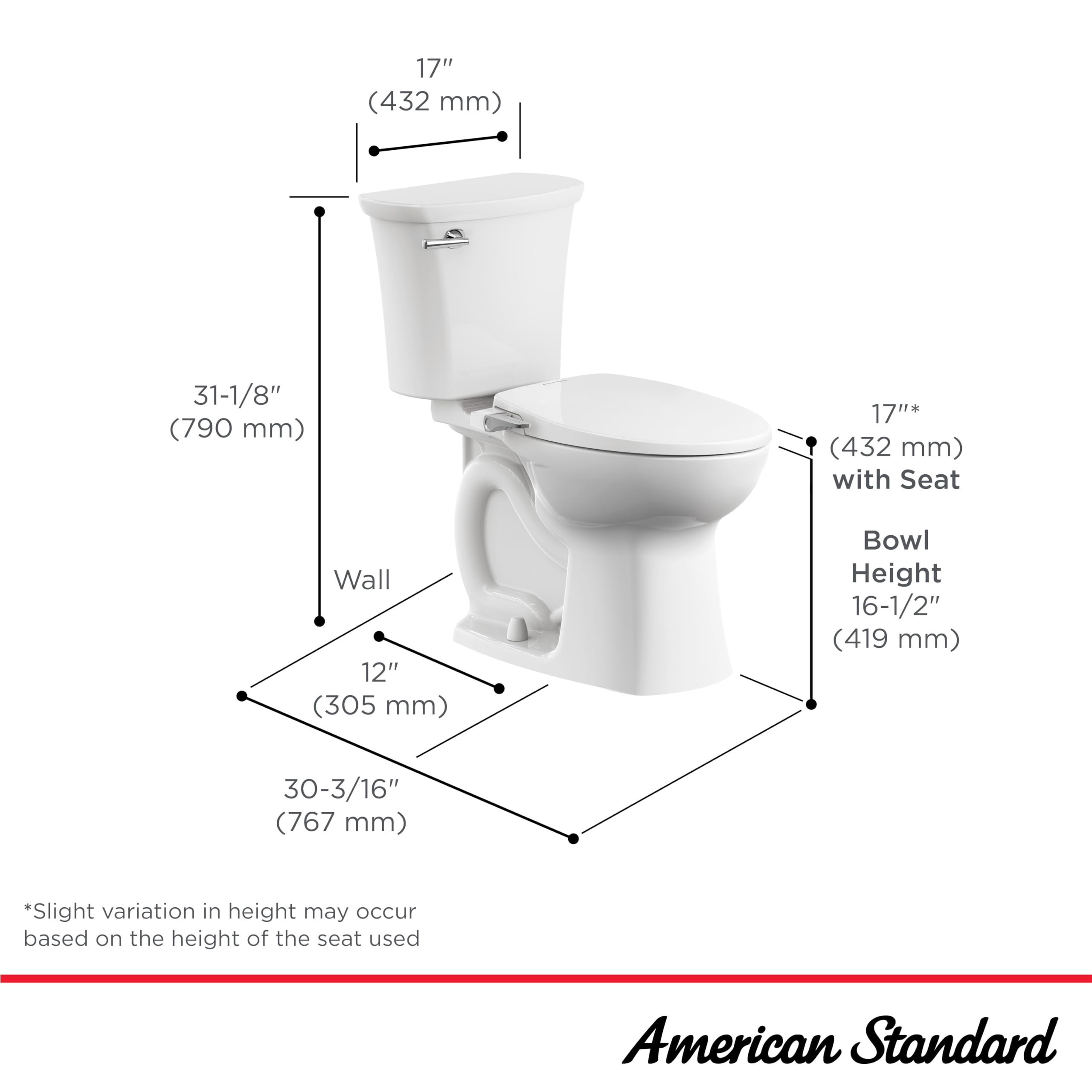 American Standard 608AA003.020 Edgemere Two-Piece Toilet with Bidet Seat and Wax Ring, Elongated Front, Dual Flush, White, 1.1-1.6 gpf