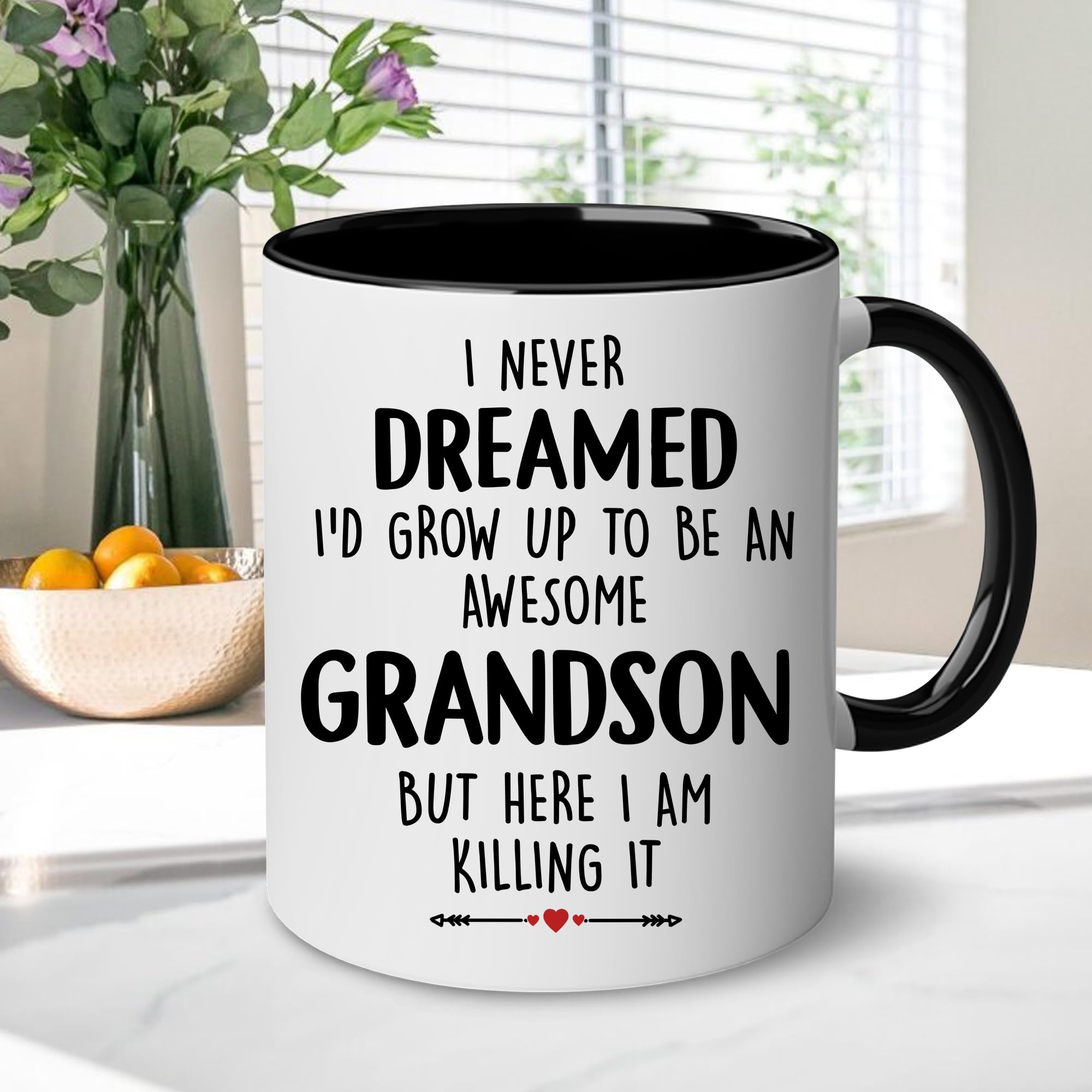 LOTWATEGO Christmas Gift for Grandson - Grandson Mug - Grandson Birthday Gifts From Grandma Grandpa - Cool Grandson Mug - I Never Dreamed I'd Grow Up To Be Awesome Grandson - Funny Coffee Mug 11 OZ