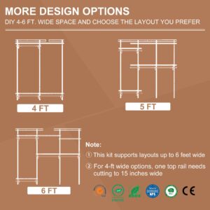 PROWORX 4-6 Ft Closet Organizer System, Adjustable Metal Wire White Closet System, Expandable Walk in Closet Organizers and Storage System, Closet Shelves with Hanging Rods