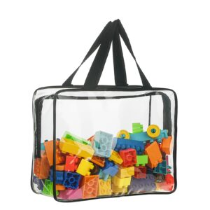 6 Packs Large Toy Storage Bags, Reusable Clear PVC Board Game Storage, Travel Waterproof Organizer Bags with Zipper for Toys,Books,Building Blocks,Puzzle