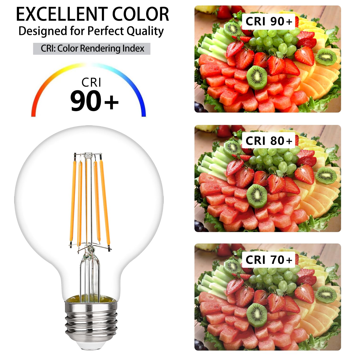 LiEiDi G25 LED Edison Vanity Globe Light Bulbs, LED Filament Light Bulb, 6W Equivalent to 60W, G80 Dimmable 700LM E26 Medium Base, Bathroom Vanity Mirror Light Pack of 6 (Clear 2700K).