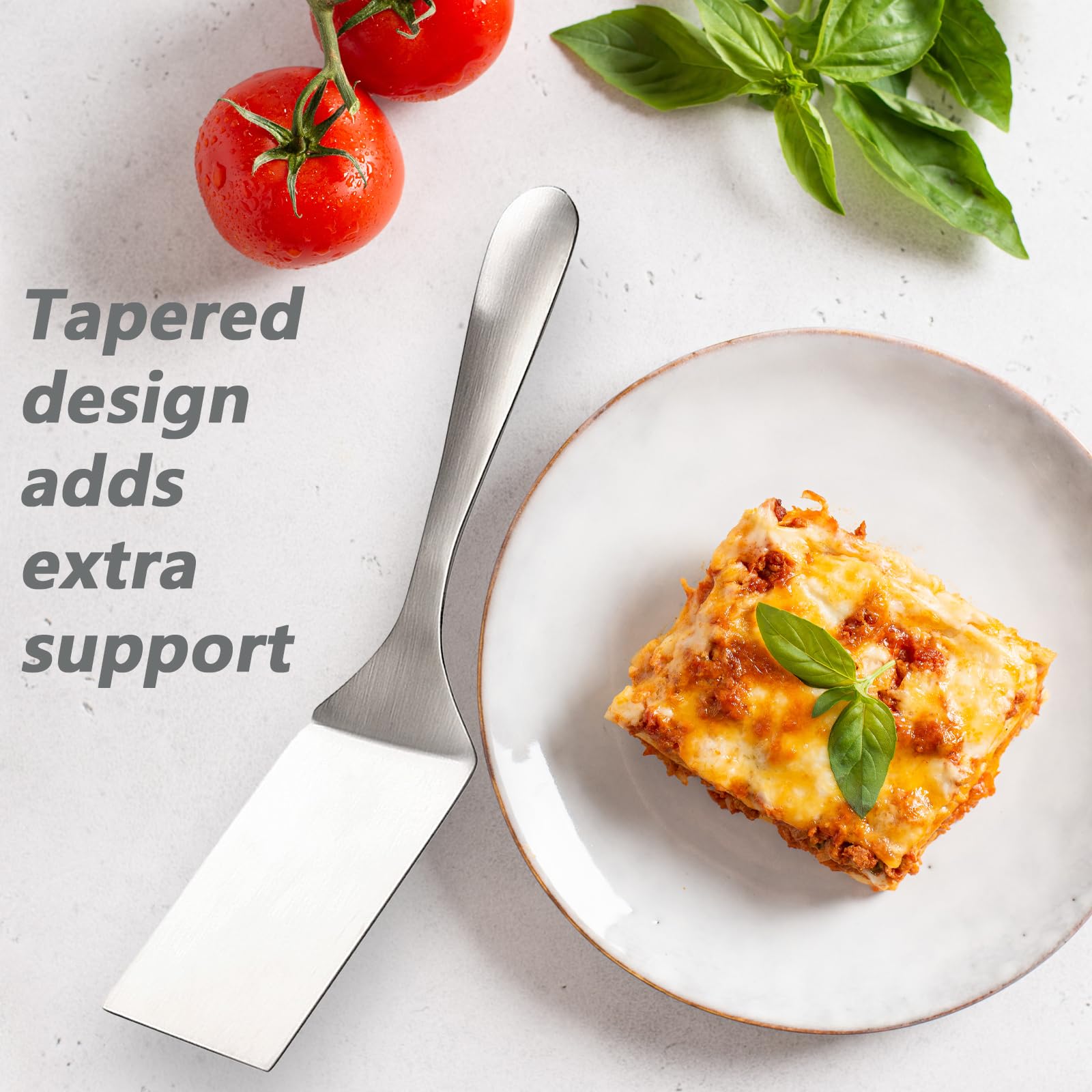 Professional Stainless Steel Lasagna Server, 10.0 inch Multi-Uses Spatula Cake Server, Pie Server Spatula, Cake & Pancakes Cutter Serving Spatulas, Ergonomic Handle, Mirror Polish & Dishwasher Safe