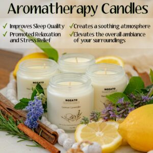 ROZATO Set of 4 Scented Jar Candles, Aromatherapy Candles Clearance for Home Scented, Long-Lasting 100% Soy Wax Candle Gifts for Women Her Mom Housewarming, Lavender Vanilla Apple Cinnamon Scents