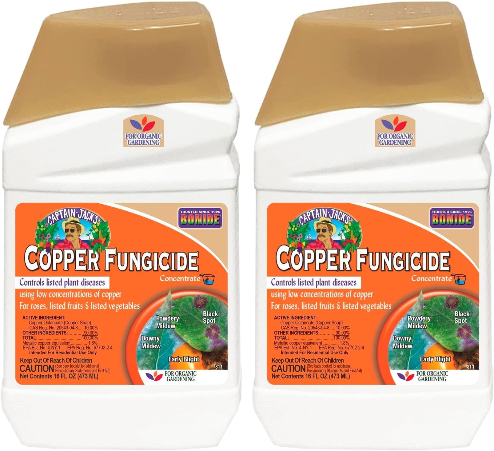 Bonide Captain Jack Copper Fungicide 16 oz Concentrated Plant Disease Control Solution for Organic Gardening (Pack of 2)