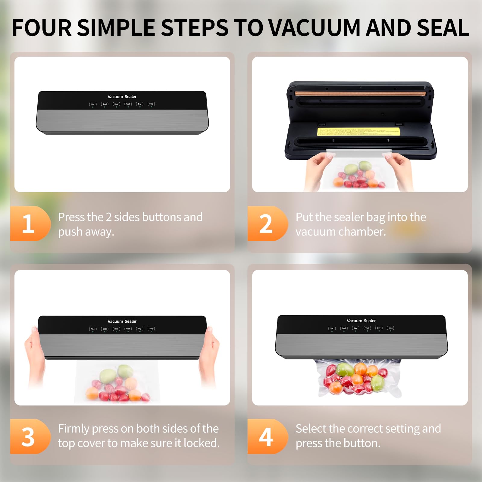 Vacuum Sealer Machine - Food Vacuum Sealer Machine Automatic Air Sealing System for Food Storage Dry Vacuum Sealer for Food Storage and Sous Vide With Dry&Moist Modes